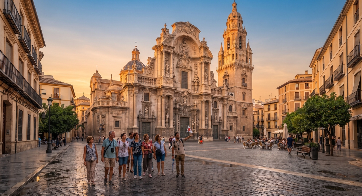 Tour Murcia monumental con guía oficial frente a la Catedral de Murcia